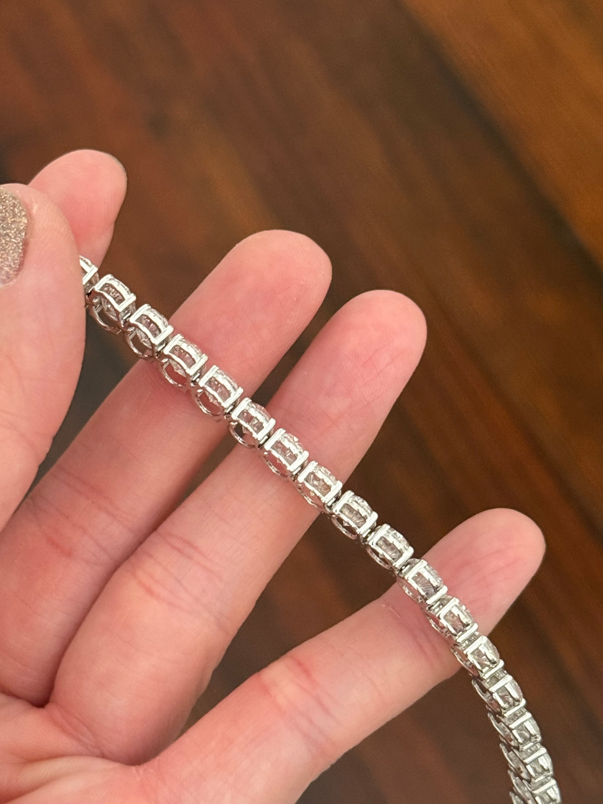 White gold 31.4ct oval lab diamond bracelet