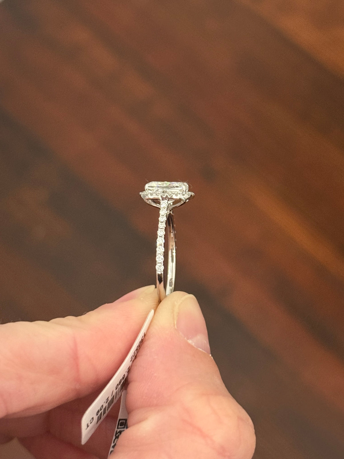 IGI certified cushion cut lab diamond ring. Center stone is 2.09cts