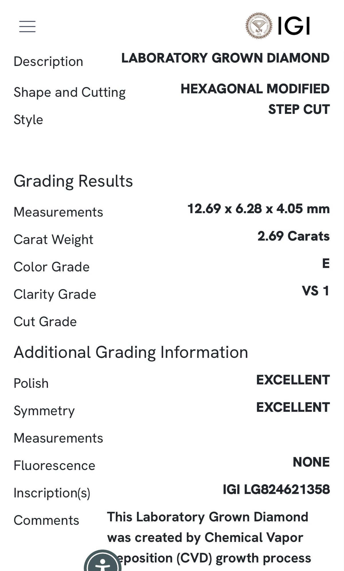 Yellow gold IGI certified 2.69ct step cut duchess cut lab diamond and marquise and round lab diamond ring. Duchess cut measures 12.69x6.28x4.05mm