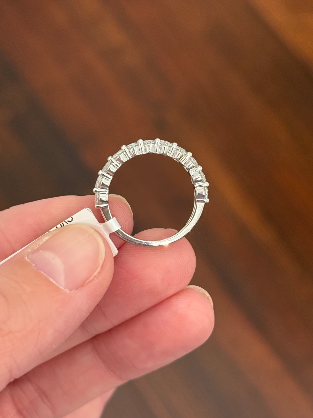 White gold oval lab diamond band