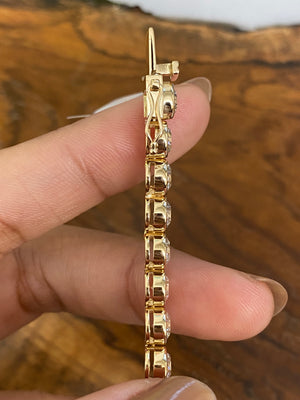 14k 12.27 CT Lab 7.25 inches Yellow Bezel Bracelet