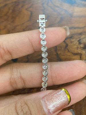 3.88 CT Lab 6.5 inches Bezel Tennis Bracelet