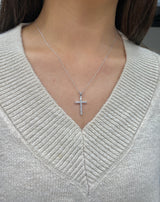 0.50CT Lab-Grown Diamond Sterling Silver Cross Necklace