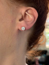 4 prong yellow gold basket setting TW 2.5ct lab diamond stud earrings with pushbacks. Includes IGI Jewelry Report.