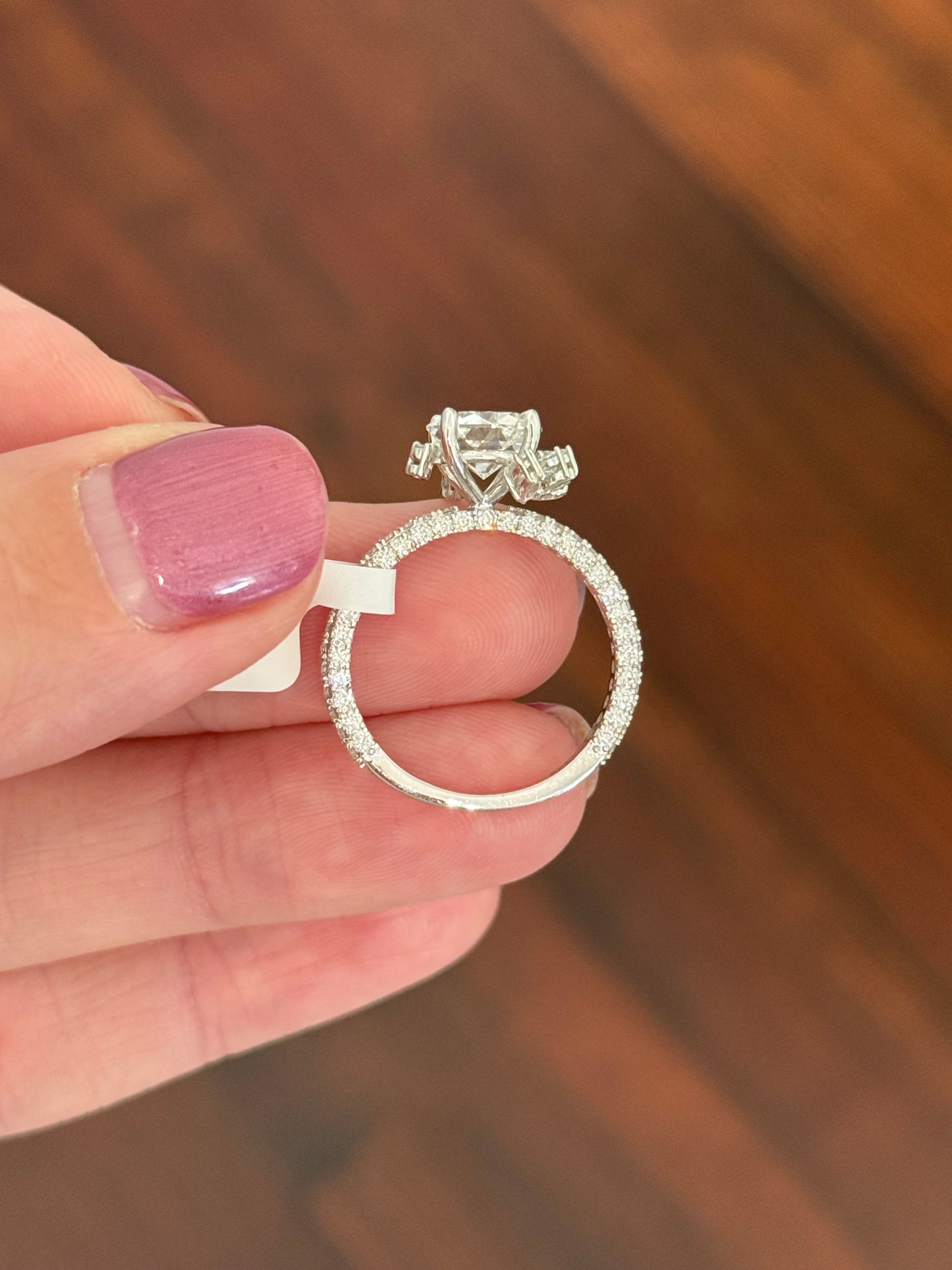 White gold octagon, marquise and round lab diamond ring