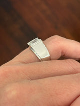 White gold men’s size 7 radiant and round lab diamond ring