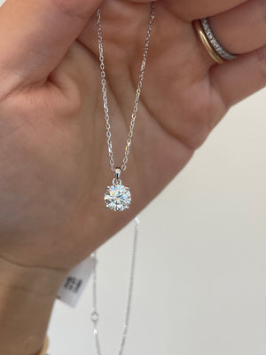 Lab .86ct 18K Solitaire Diamond Necklace