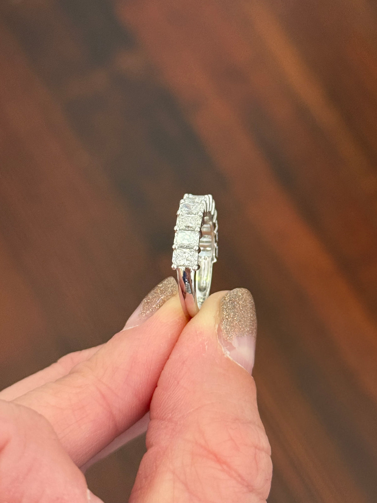 White gold 2.19ct radiant lab diamond band