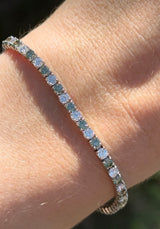4 prong white gold 5.02ct green and white lab diamond tennis bracelet