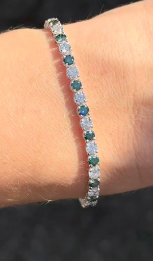 6.54 CT Green and white Lab diamond tennis bracelet