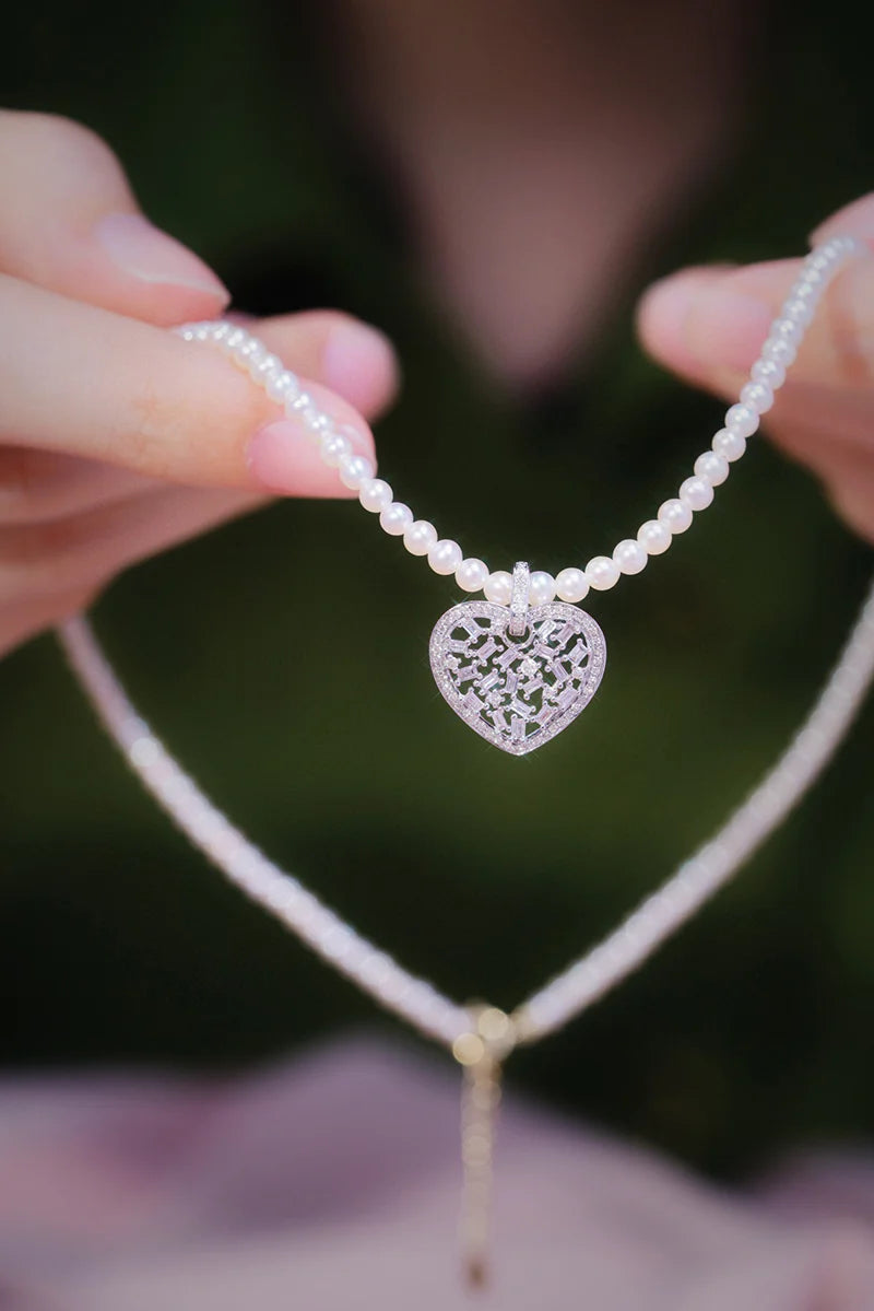 18K White Gold Real Natural Diamond Pendant Necklace for Women