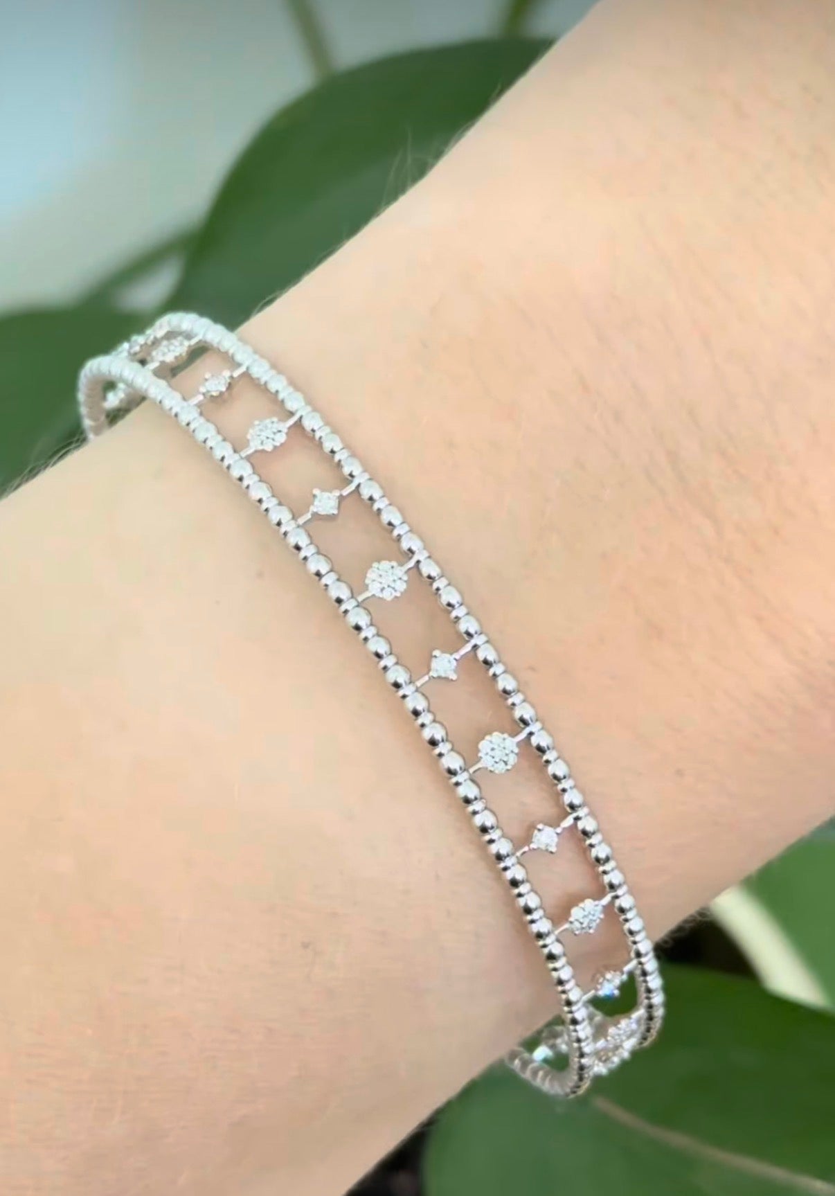 White gold 0.35ct natural diamond flex bracelet