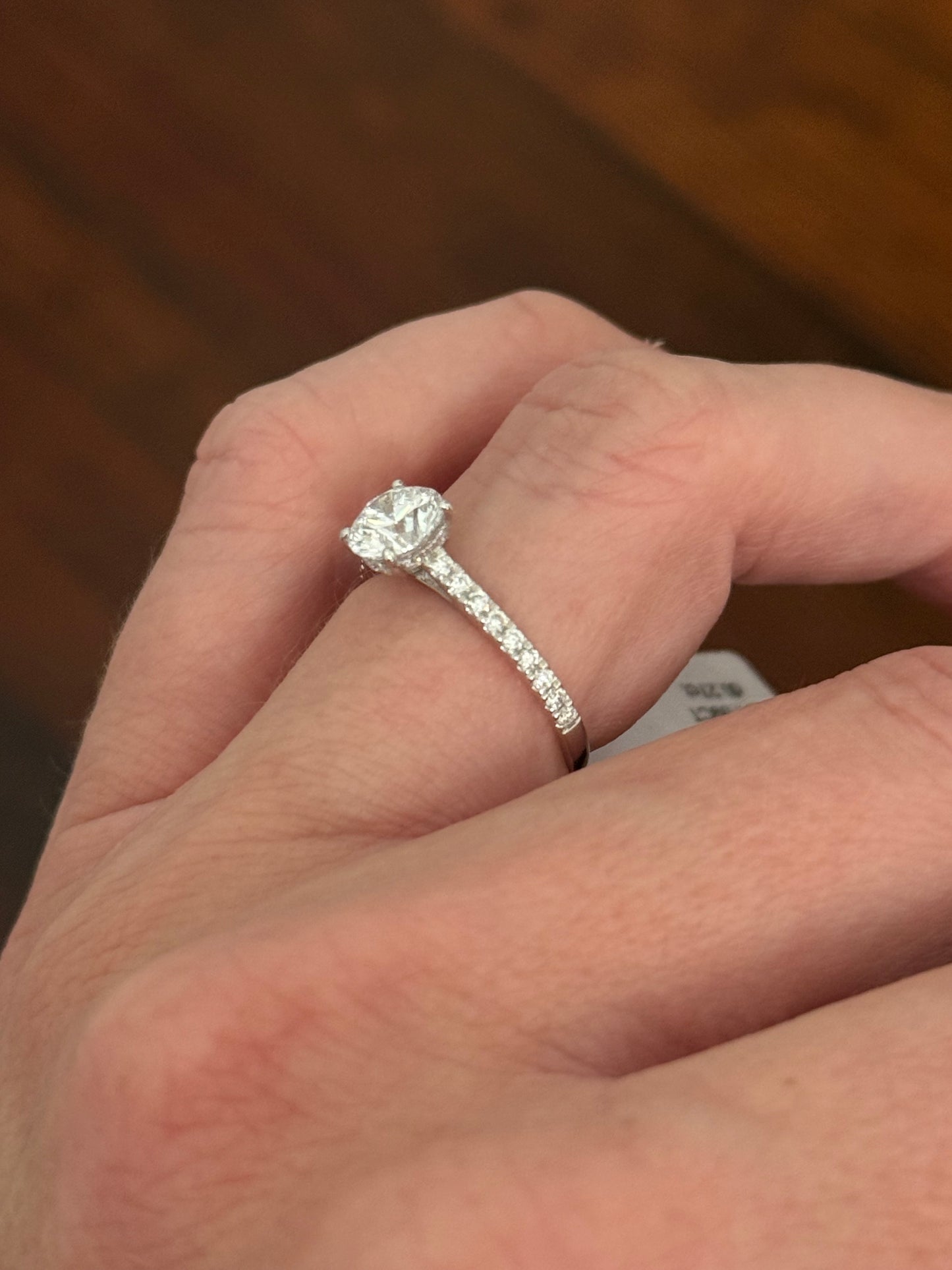 White gold 1.36ct lab diamond ring. Center stone is 1.09cts and measures 6.2mm
