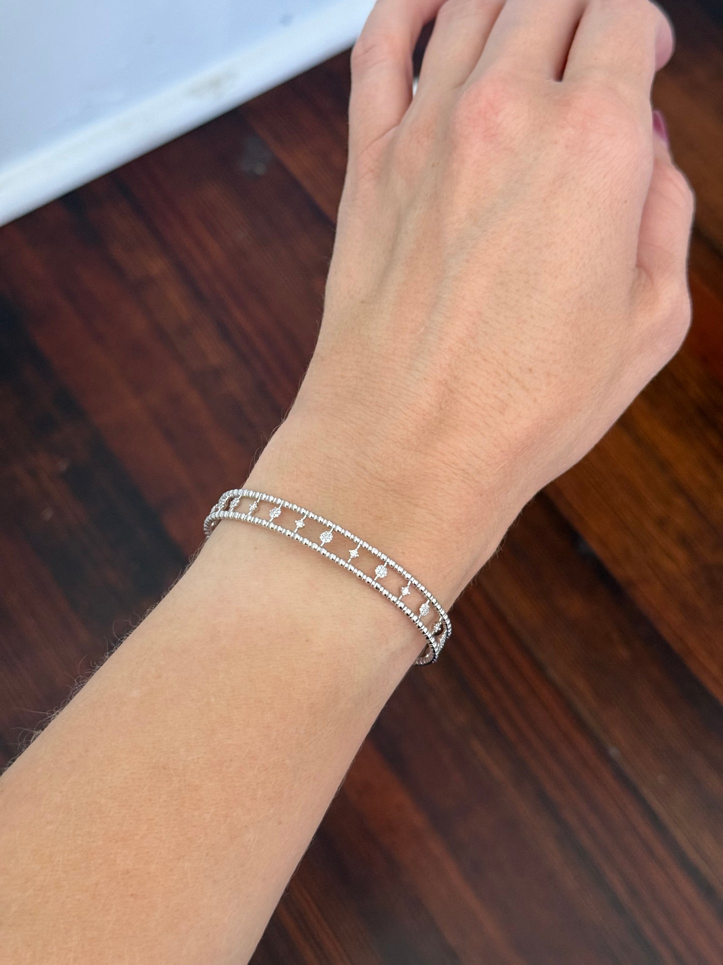 White gold 0.35ct natural diamond flex bracelet