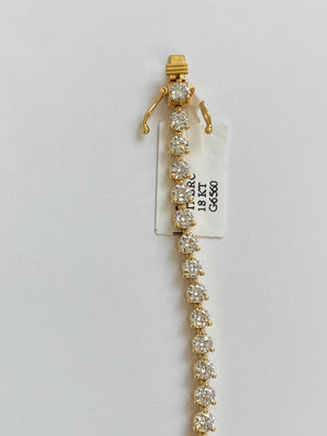 18k 6.56 CT Lab 7.15 inches Yellow 3 Prongs Tennis Bracelet