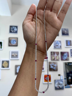 14k 3 tcw 17 inches Ruby with Diamonds Necklace