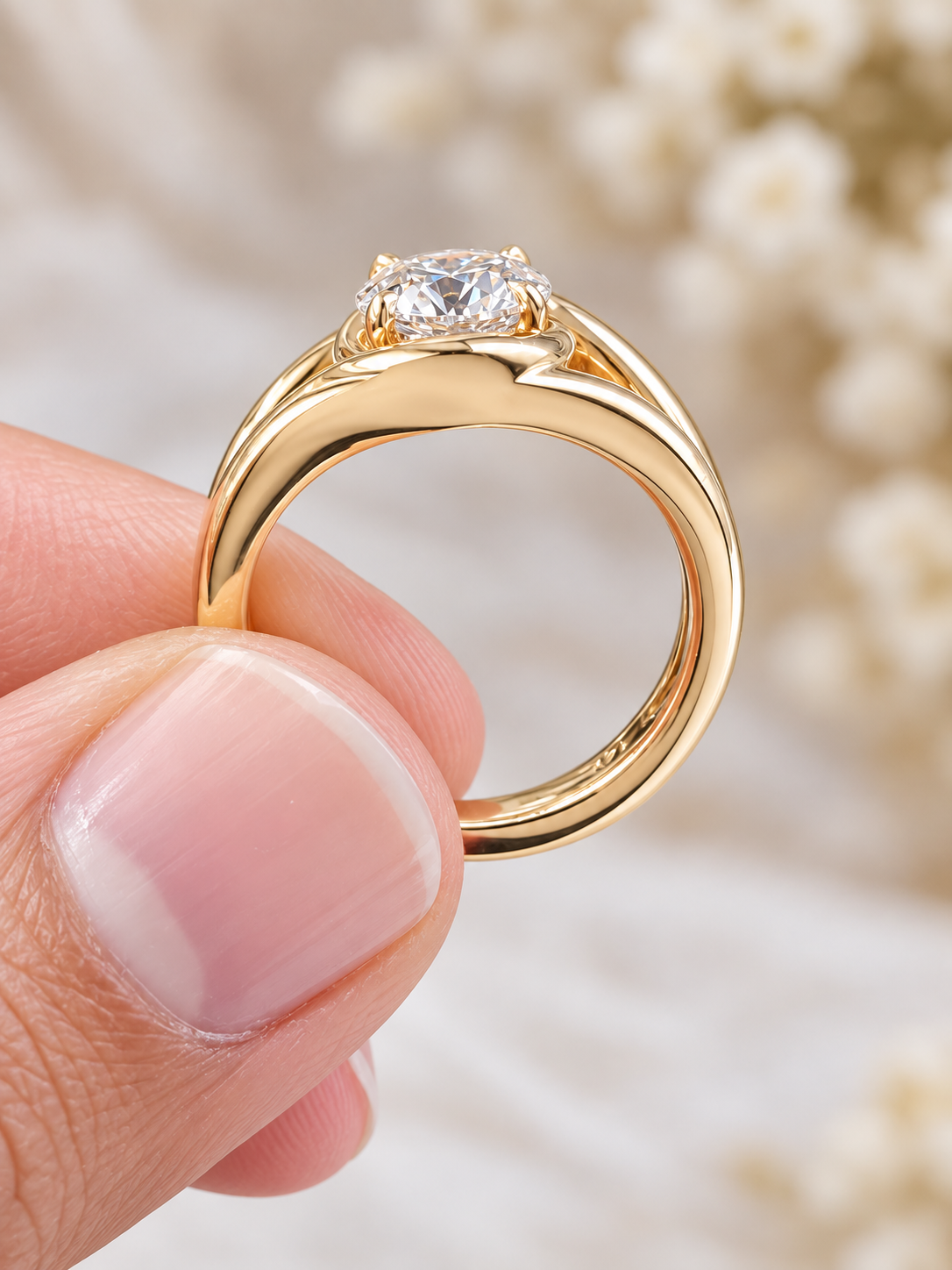 Custom Made 1cttw Round Lab Diamond Tess Knot Ring
