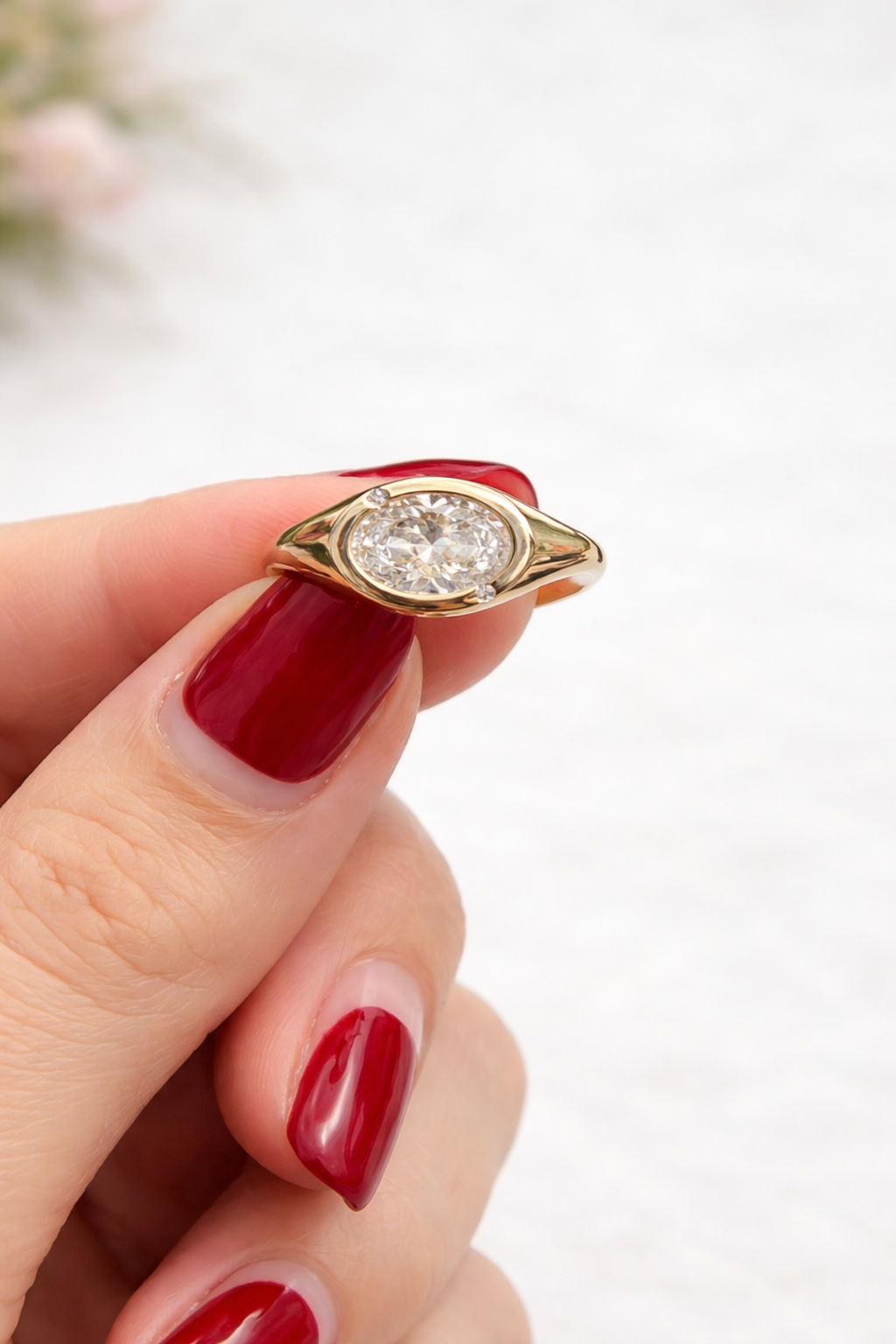 IGI-Certified 1 CT Oval Cierra Ring 14K Yellow Gold