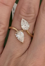 Yellow gold 2.16ct pear shaped lab diamond ring