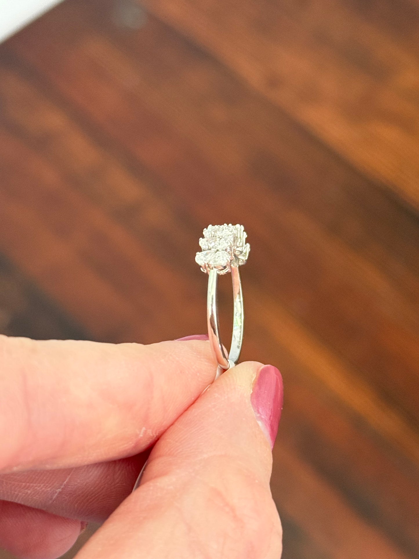 White gold pear shape lab diamond band