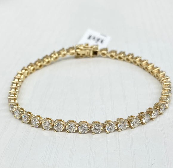 6.95 CT LAB 3 PRONGS YELLOW TENNIS BRACELET