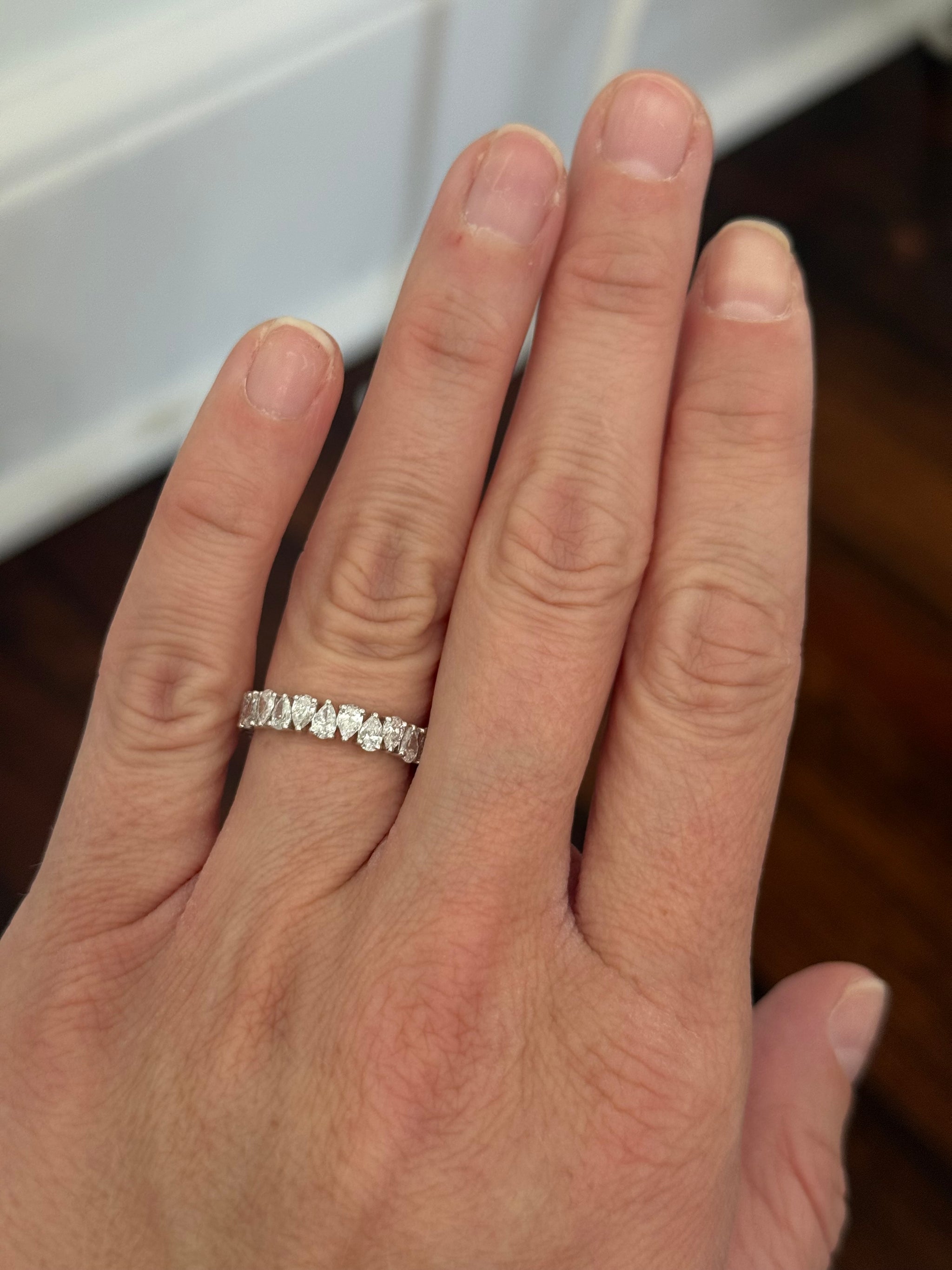White gold 2.23ct pear shape lab diamond eternity band