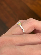 White gold 0.76ct yellow and white oval lab diamond ring