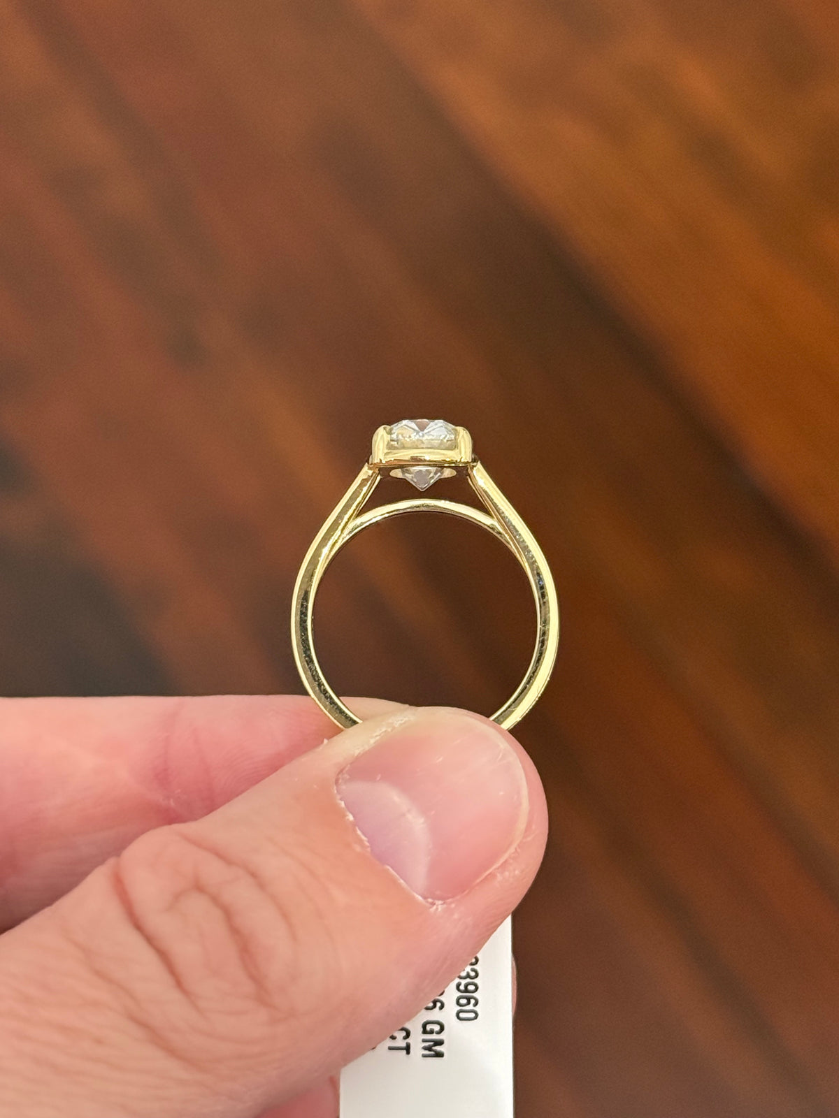 Yellow gold IGI certified 3.11ct antique cushion cut lab diamond ring