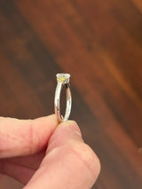 White gold 0.76ct yellow and white oval lab diamond ring