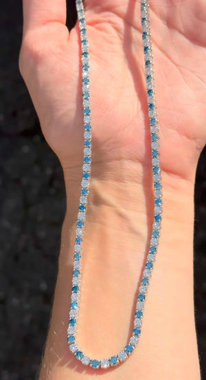 16.67 ct Blue and White Lab Diamonds Tennis Necklace