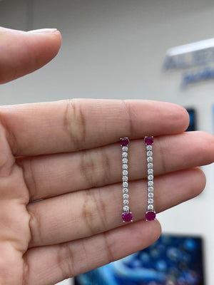 0.60 TCW Ruby and  Diamonds Dangle Earrings