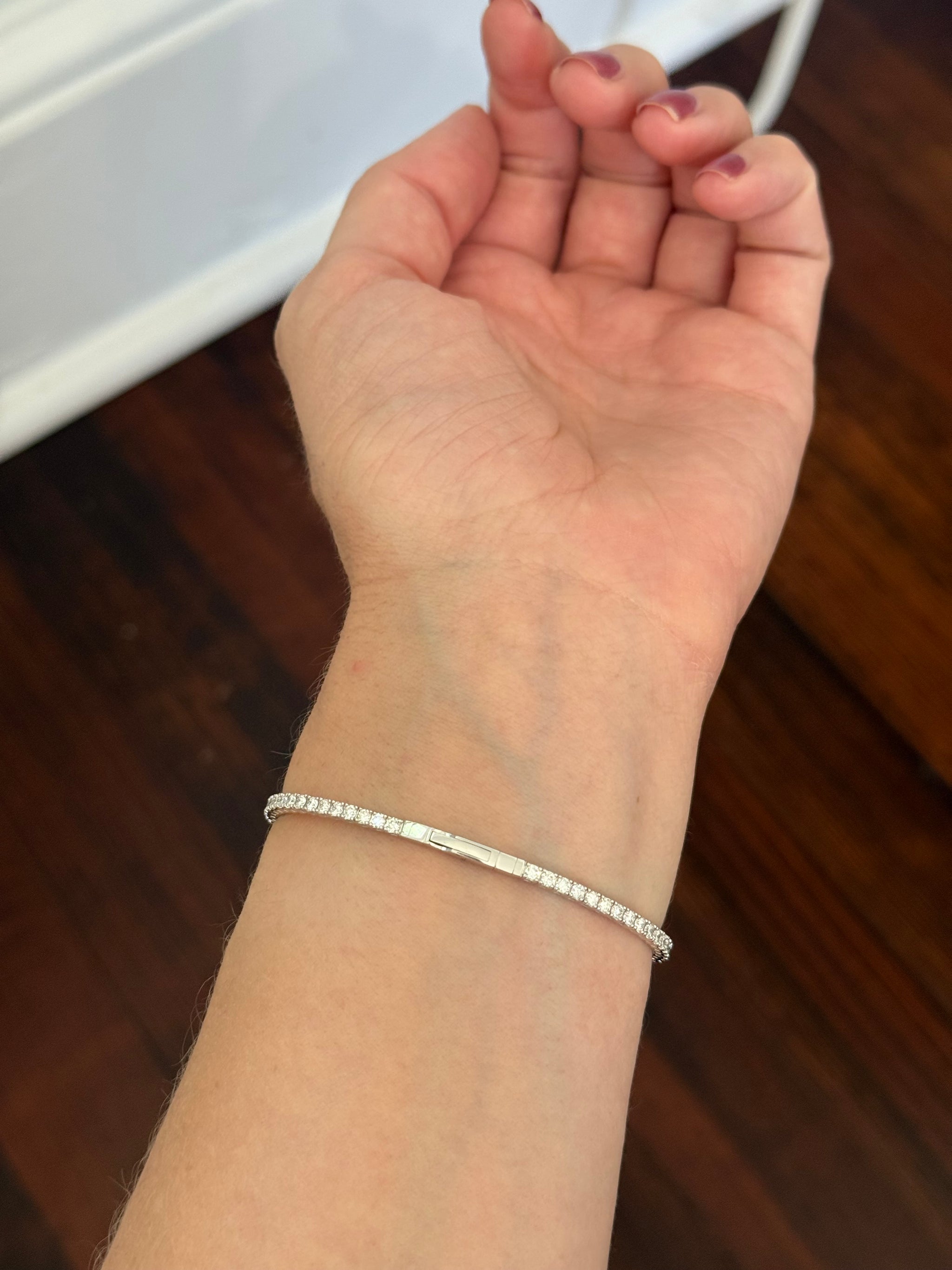 White gold 2.62ct lab diamond flex bracelet
