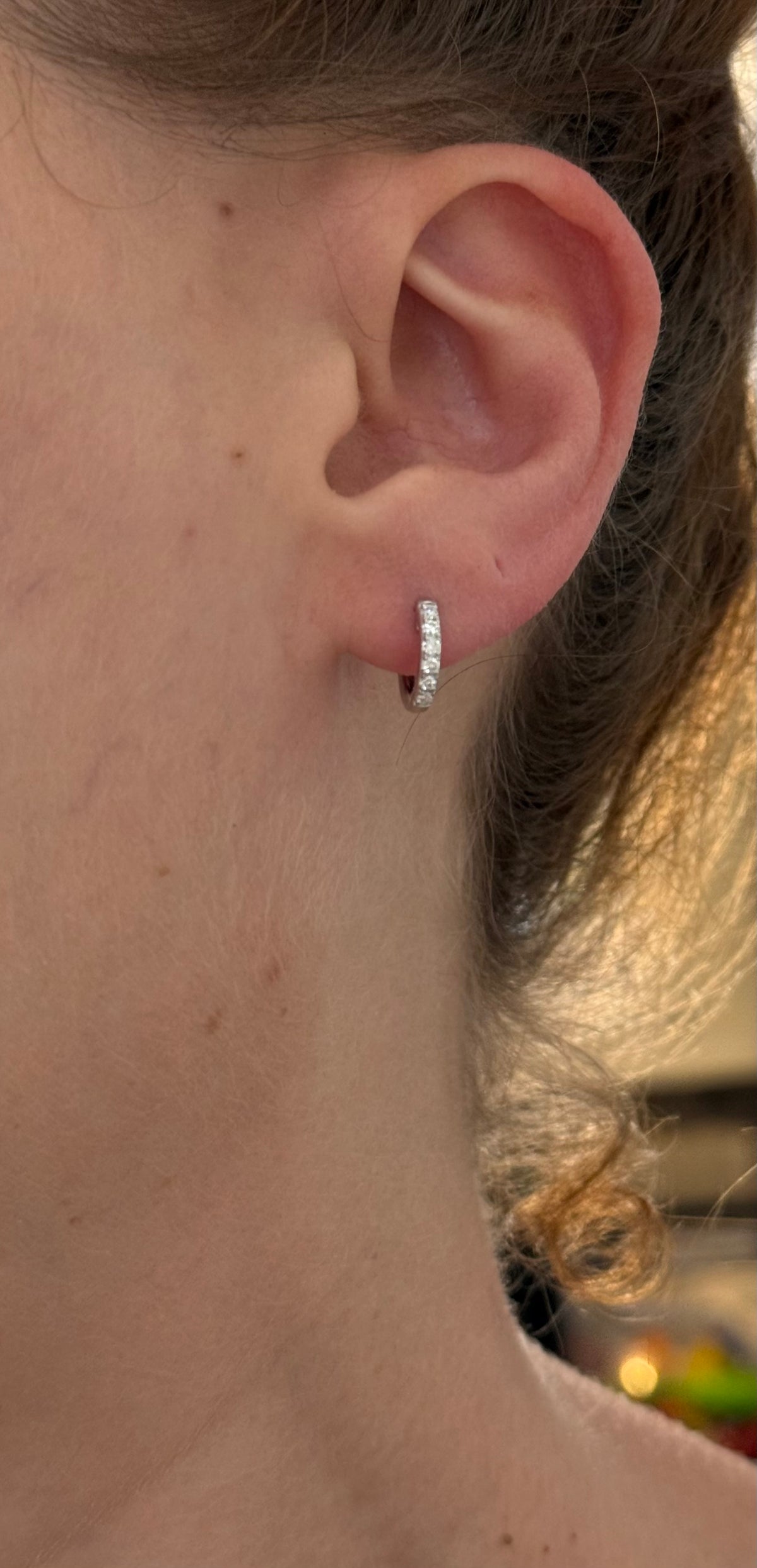 10.4mm white gold 0.19ct lab diamond hoop earrings