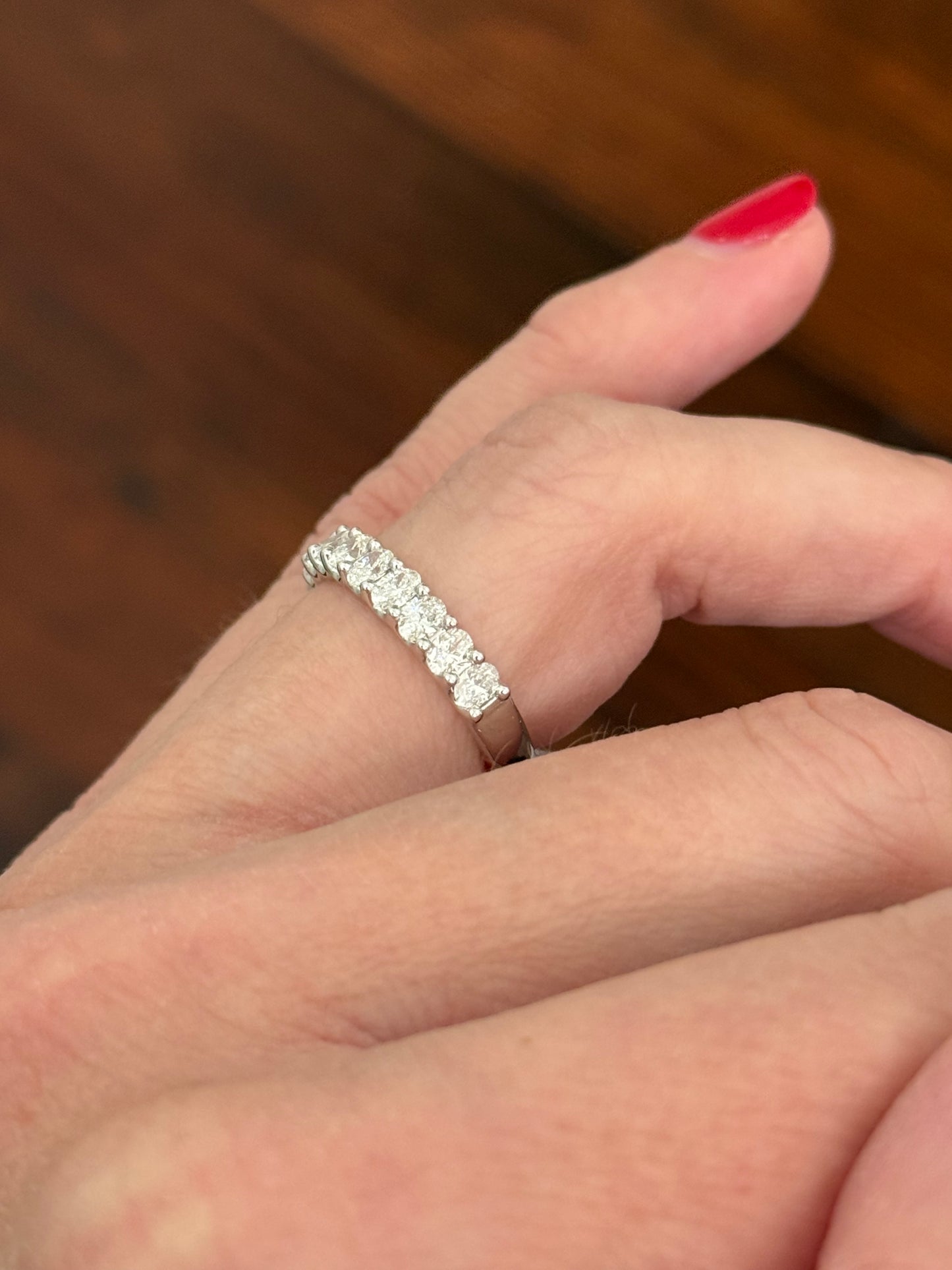 White gold 1.19ct oval lab diamond band