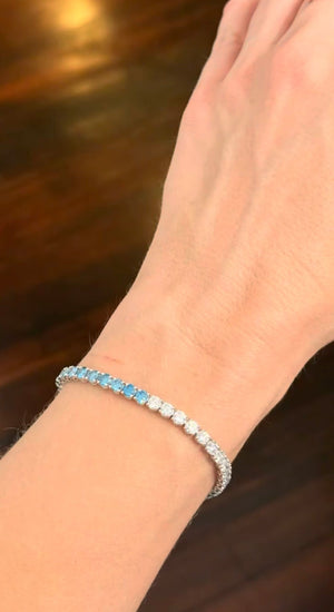 8.45 ct Blue and white Lab Diamond Tennis Bracelet