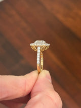 Yellow gold 4.7ct lab diamond ring. Prongs are white gold.