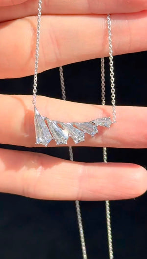 3.16 ct White Gold Double Sided Shield Cut Lab Diamond Necklace