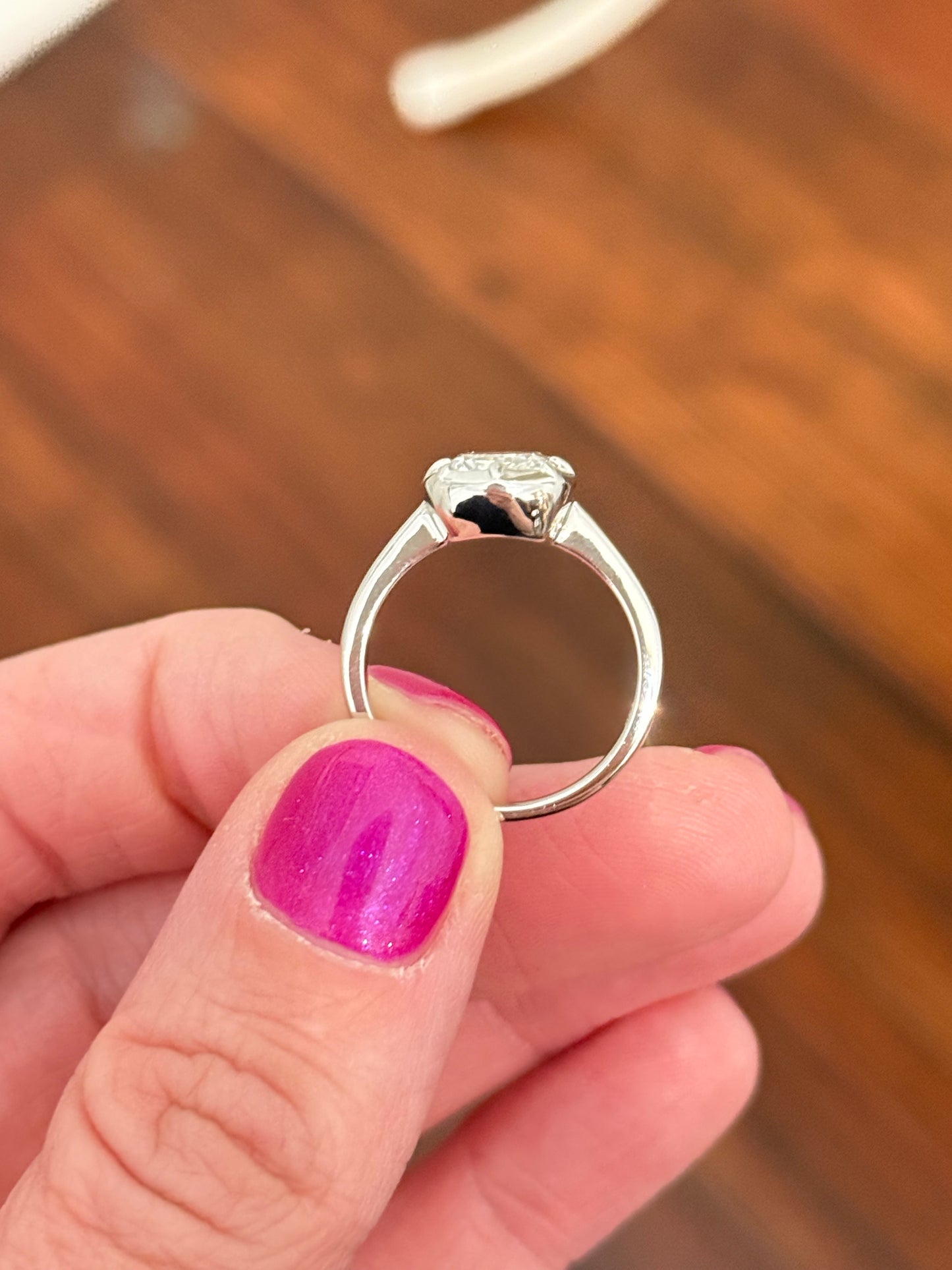 White gold IGI certified 3ct cushion lab diamond ring