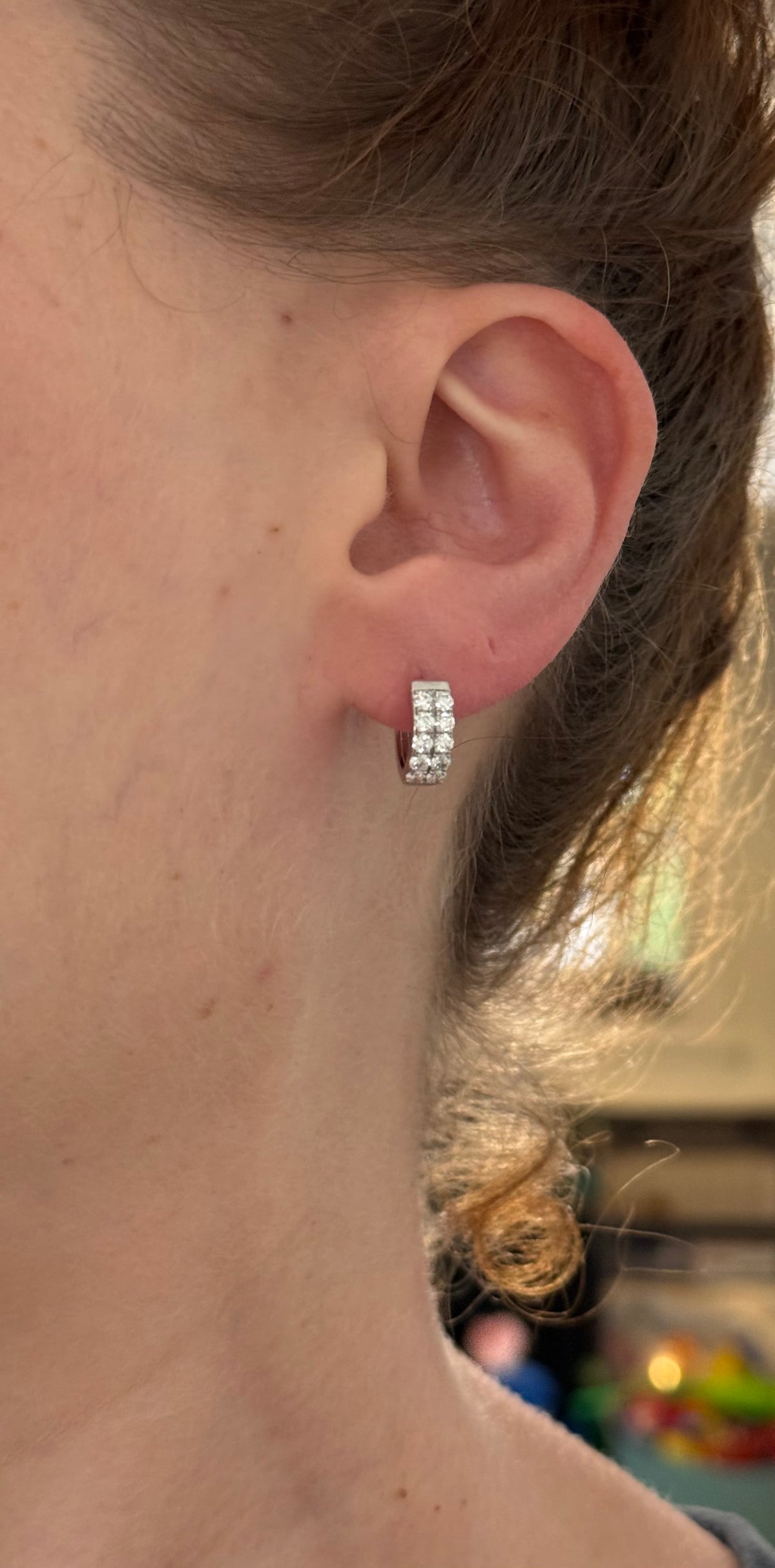 12.2mm white gold 0.91ct lab diamond hoop earrings