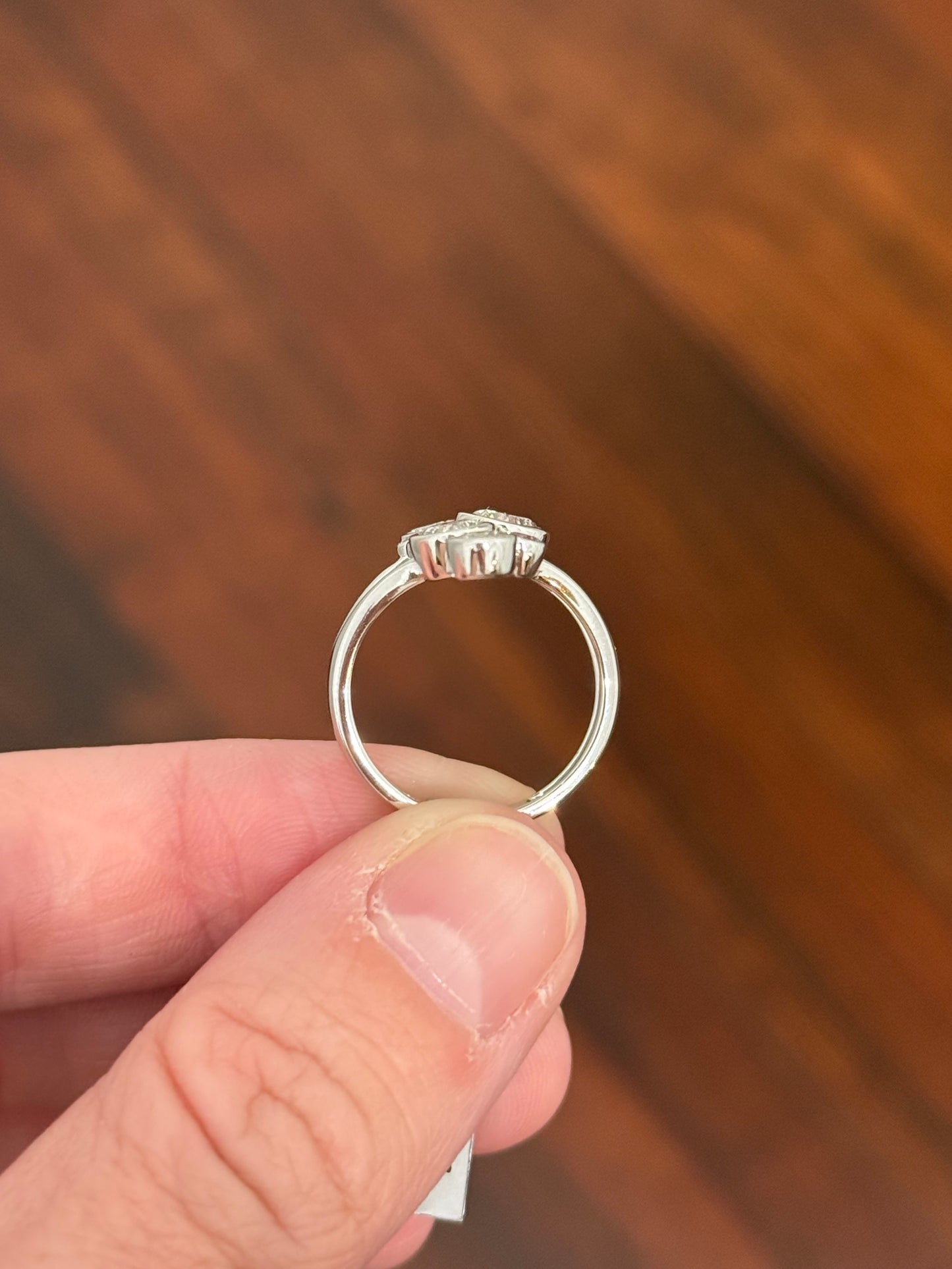 White gold pink and white lab diamond ring