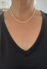 16.5” 4 prong yellow gold with white gold prongs 12.27ct lab diamond tennis necklace