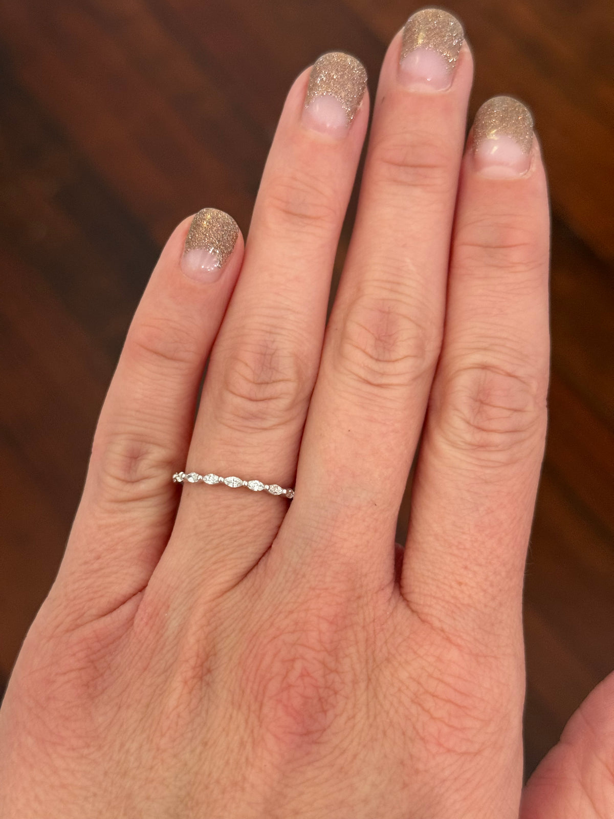 White gold 0.32ct marquise lab diamond band