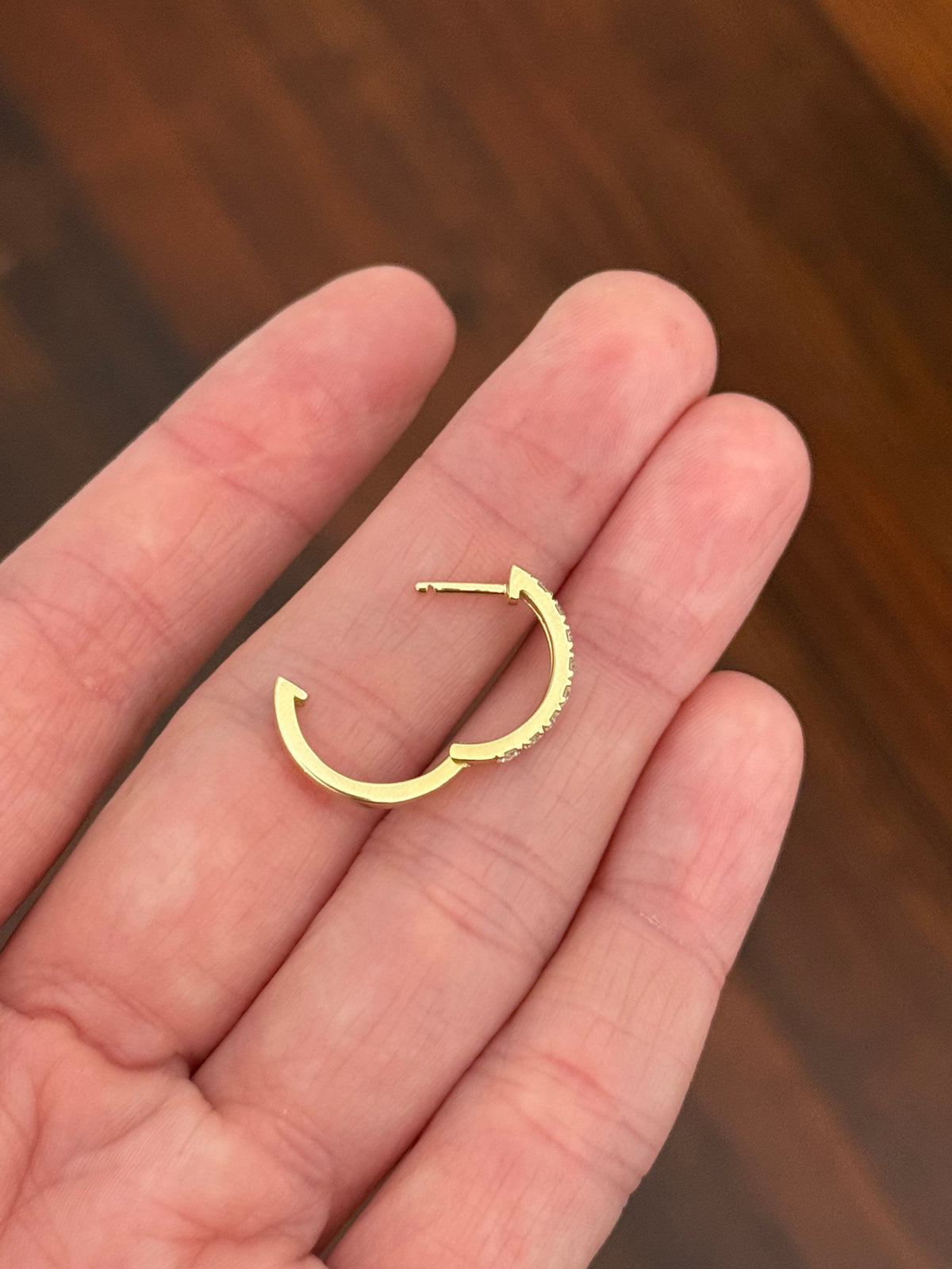 15.9mm yellow gold 0.60ct lab diamond hoop earrings