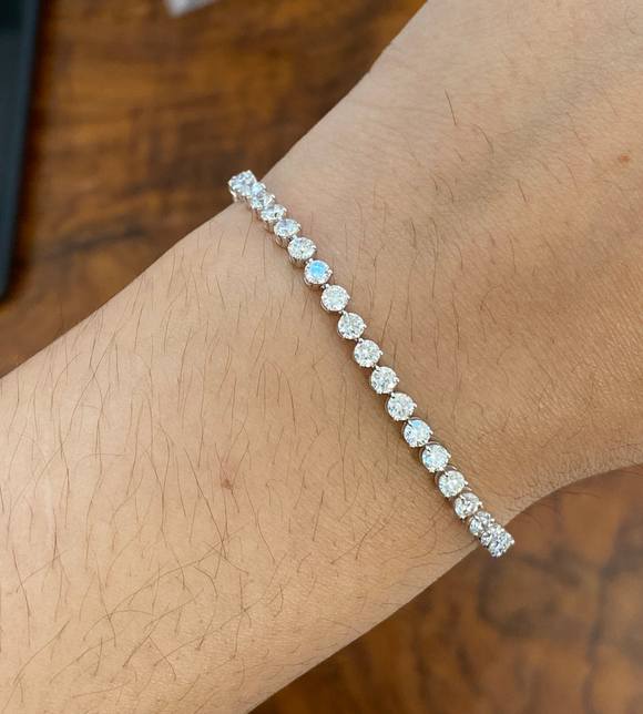 4.72 CT Lab 7 inches 3 Prongs Tennis Bracelet