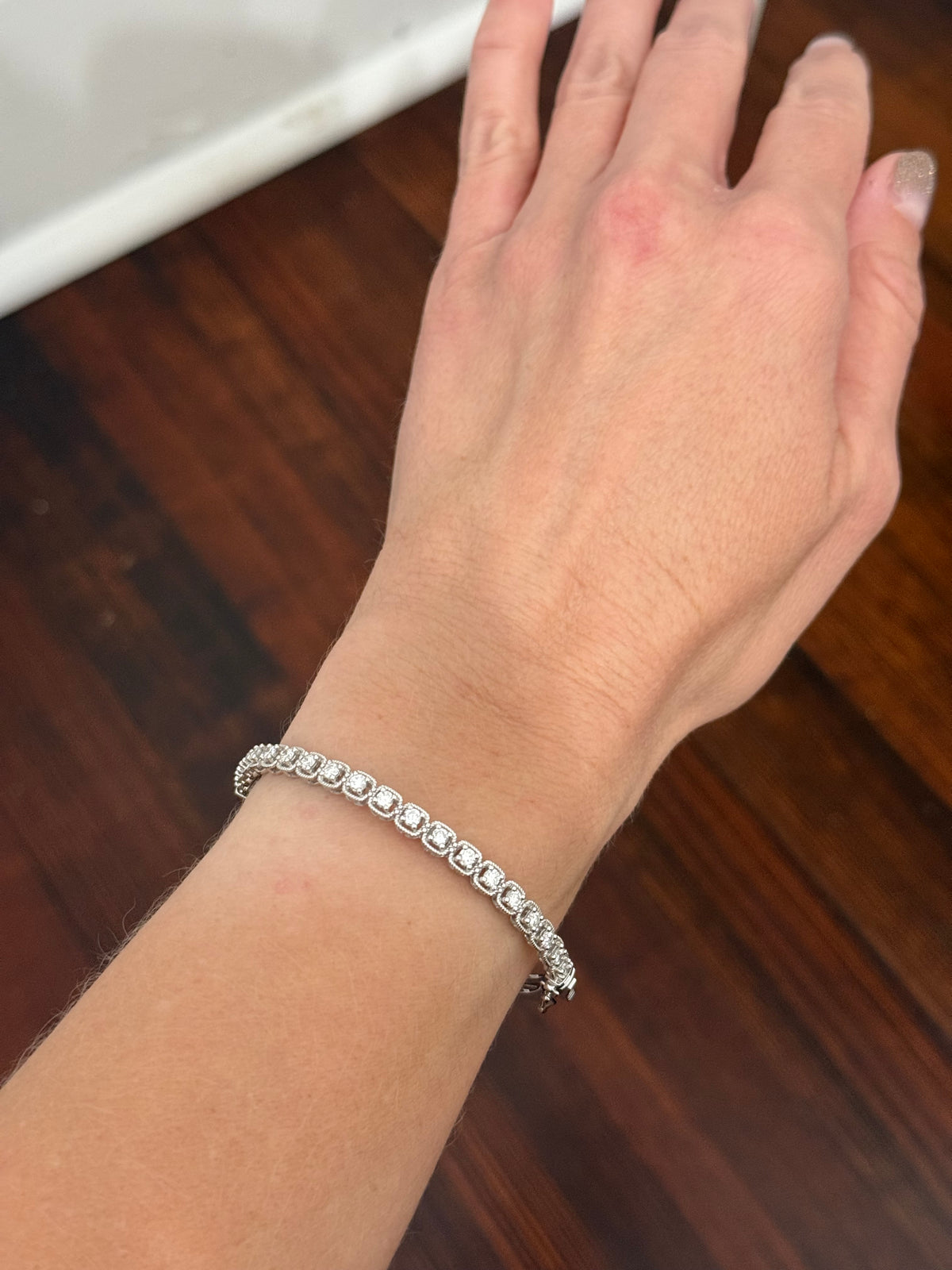 White gold 1.24ct lab diamond bracelet