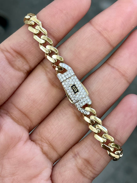 0.426 cttw 7 inches 14k Gold Cuban Link Bracelet