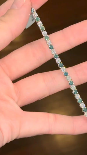 6.54 CT Green and white Lab diamond tennis bracelet