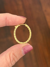 Yellow gold lab diamond oval hoop earrings. Includes IDT certificate.