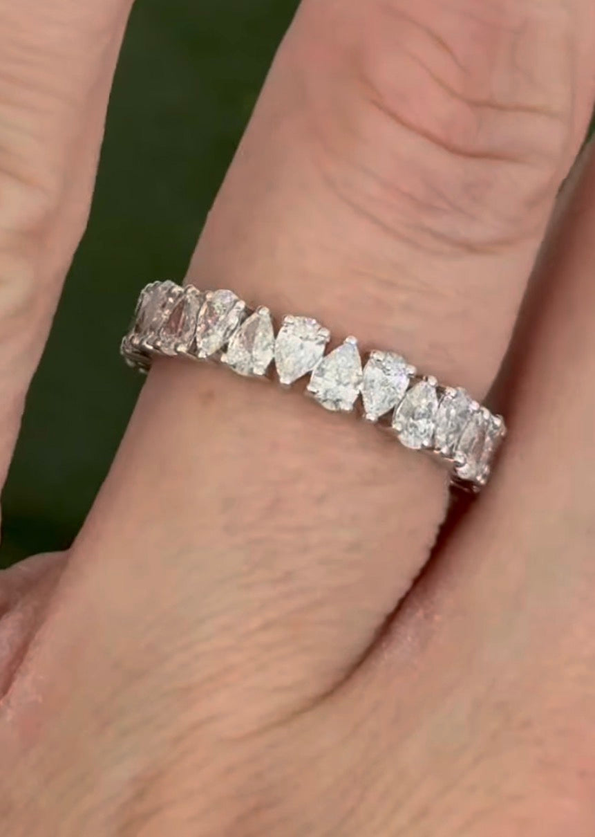White gold 2.23ct pear shape lab diamond eternity band