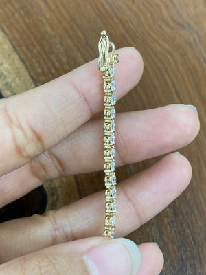 5.26 CT Lab 7 inches Yellow 3 Prongs Tennis Bracelet